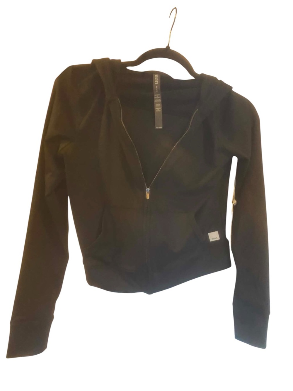 NWT Vuori Halo Mini Full Zip Hoodie BLACK HEATHER Size Small
